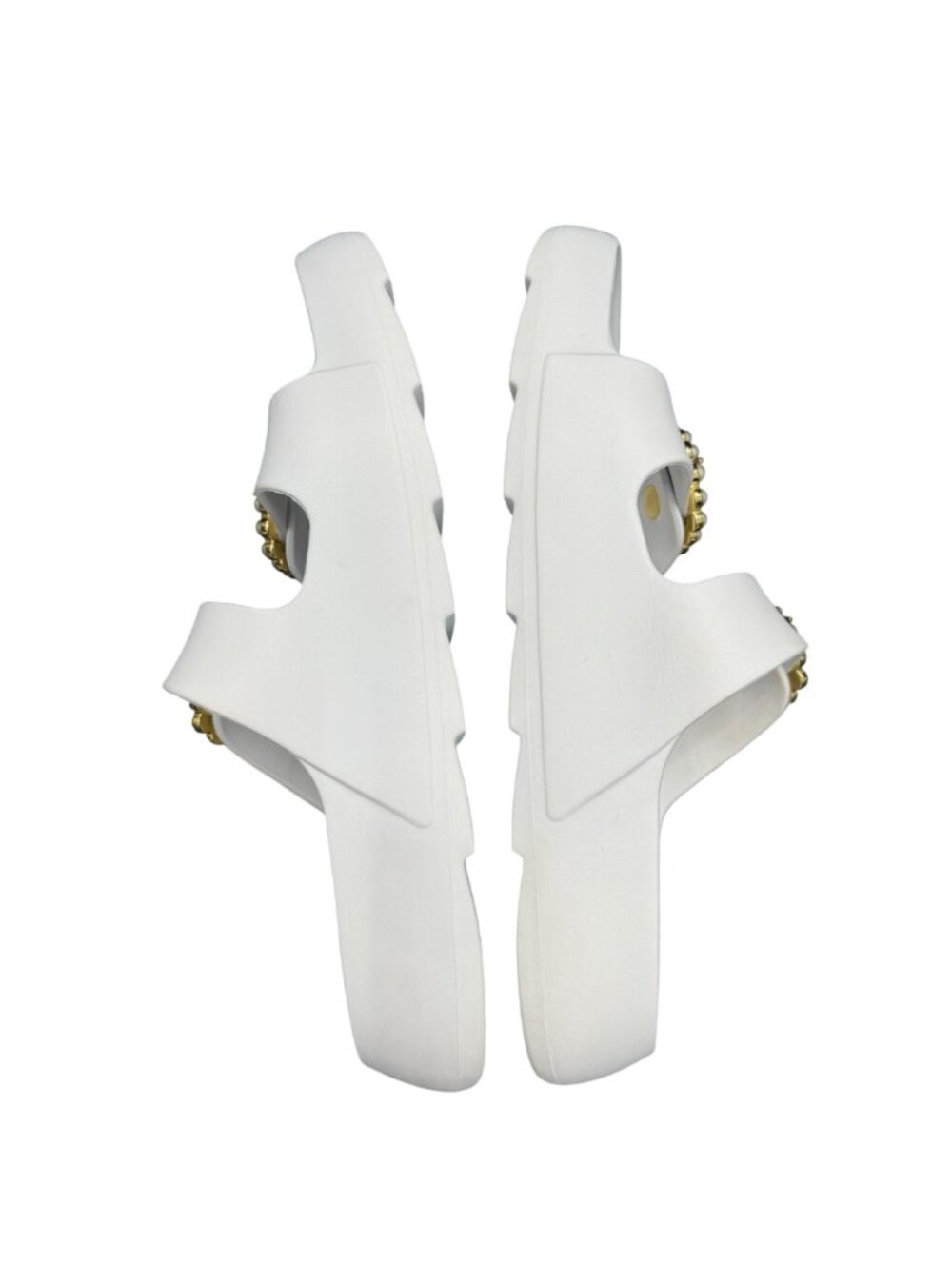 Stuart Weitzman Pearl Buckle Slide Sandals Women's In White, Size 7B WORN ONCE - Picture 6 of 9